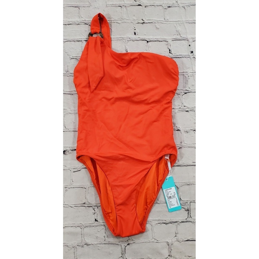 Seafolly Australia Swimsuit WOMENS SIZE 6 One Shoulder Maillot Tangelo Orange